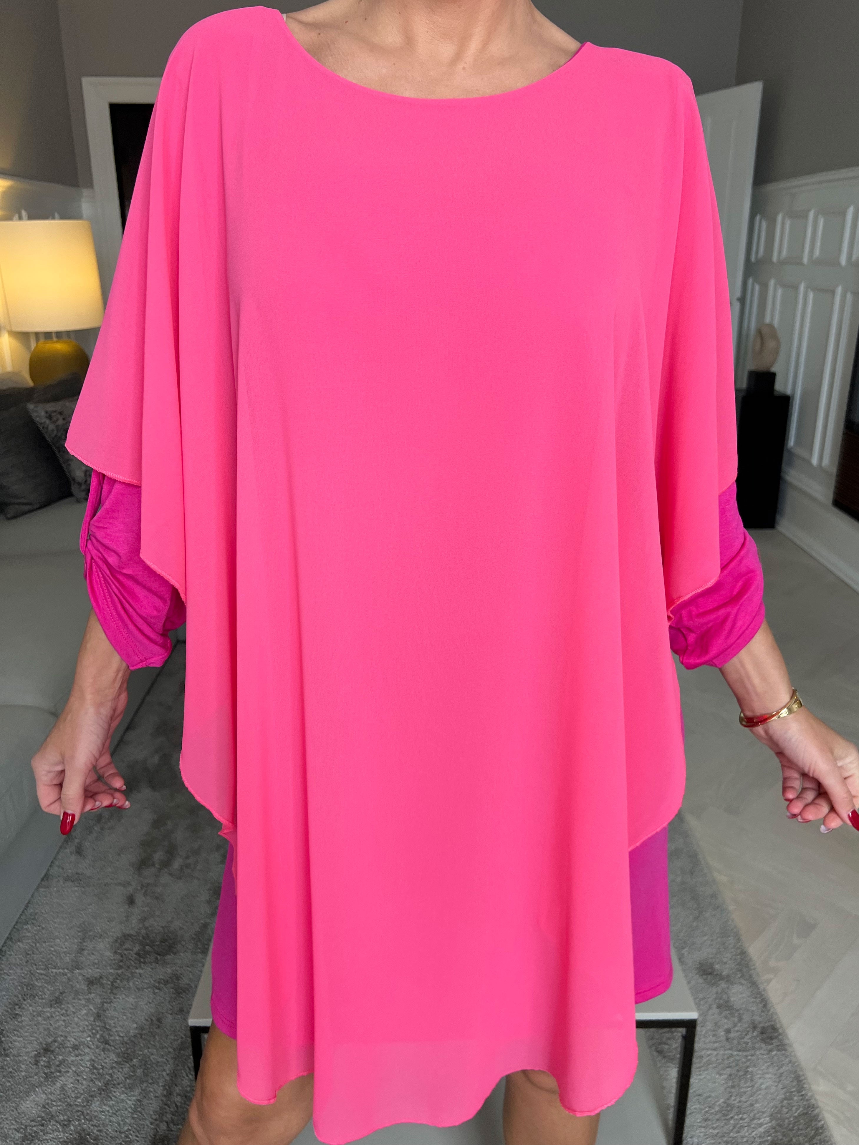 Kenya Long Sleeve - Tunikaklänning med chiffonglager